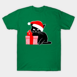 Black Christmas Cat T-Shirt